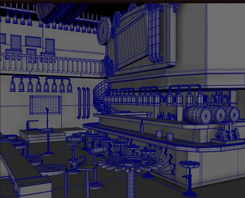 Cyberpunk Bar environment artwork, view 12