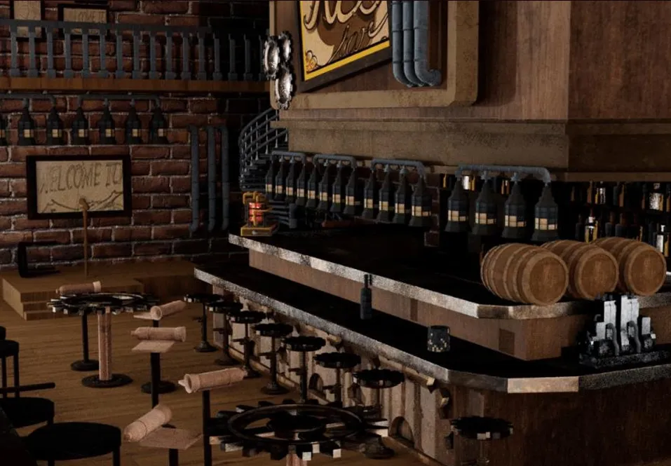 Cyberpunk Bar environment artwork, view 19