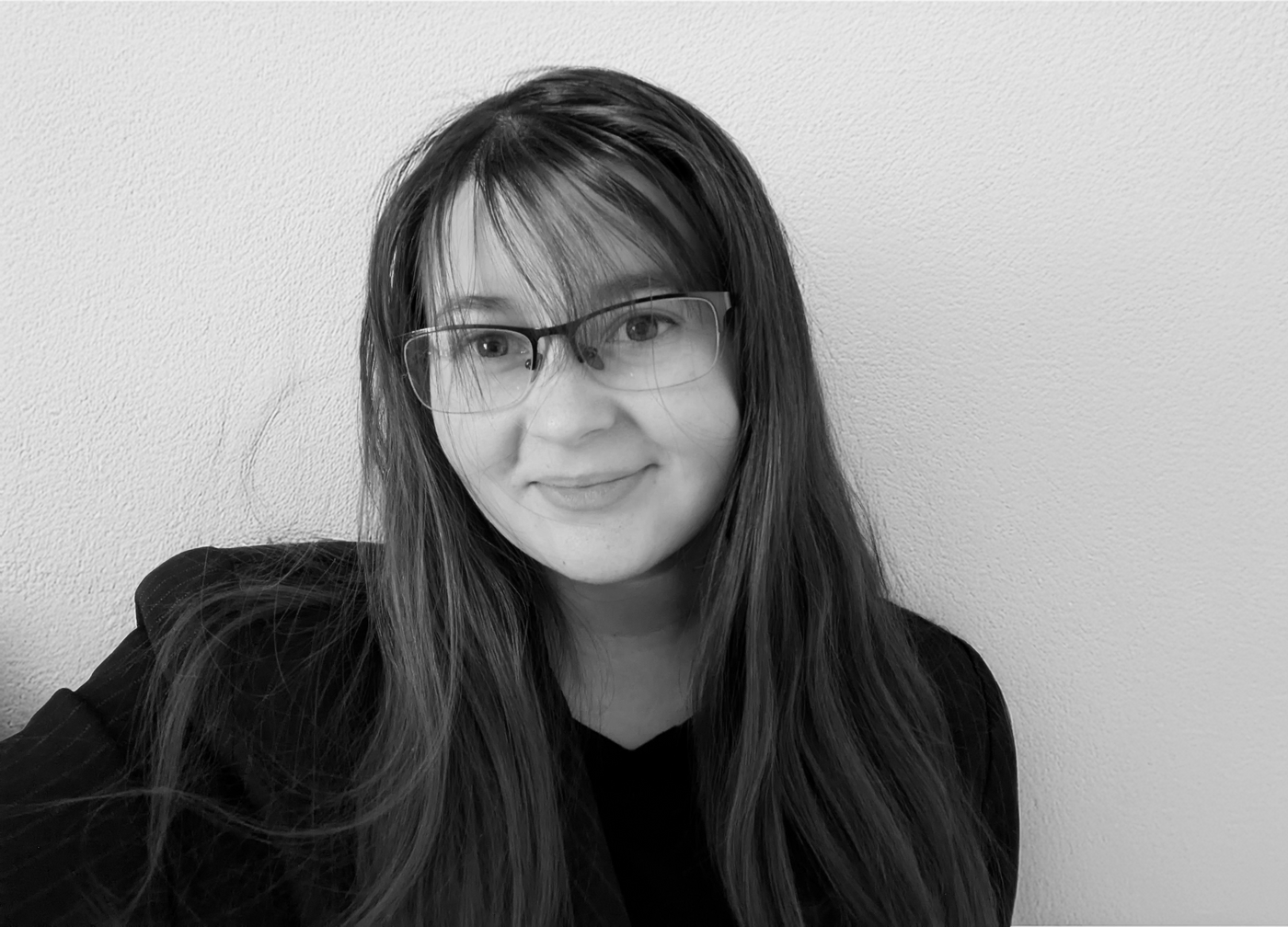 Black-and-white portrait of Triniti Smith